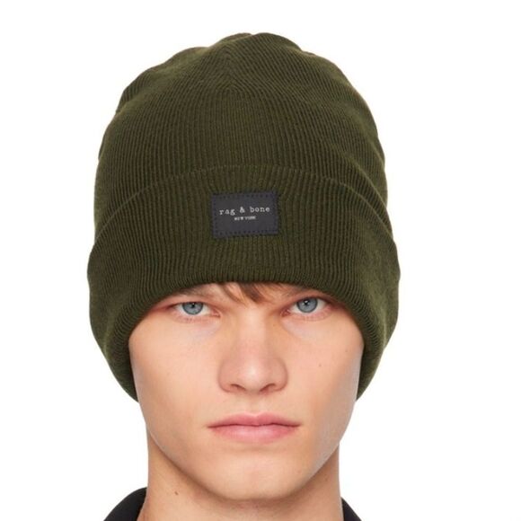 rag & bone Addison Merino Wool Beanie Olive NWT $ 95.00 - Picture 1 of 8